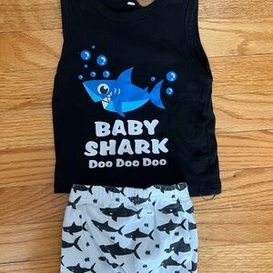 Baby Shark Black and White Outfit 0-3 Months Set